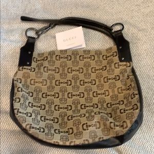 GUCCI CLASSIC BROWN BEIGE EBONY HORSEBIT BAG